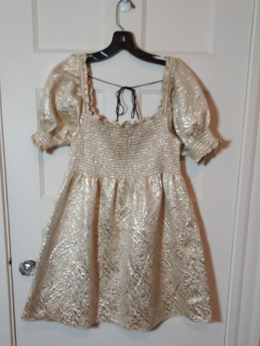 Hill House Home Athena Nap Dress in Gold Brocade Size Medium - Picture 4 of 16